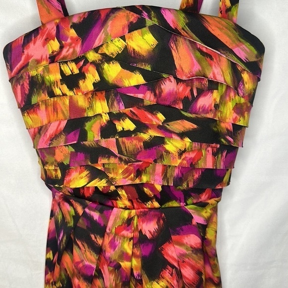J.F.W. MULTICOLOR PATTERNED COCKTAIL DRESS (M) - Picture 7 of 9